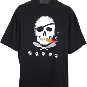 Skull Crossbones Lacrosse T Shirt Vintage 90s Pirate Cigar Made In USA Mens